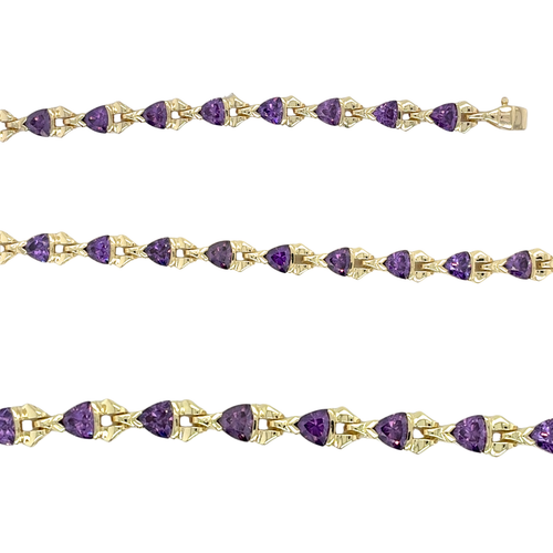 Gold Vermeil Sterling Silver Lab Grown Amethyst Fancy Bracelet