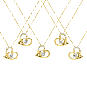 Sterling Silver .30TW Lab Grown Heart Crescent Moon Pendant Necklace - Special Price