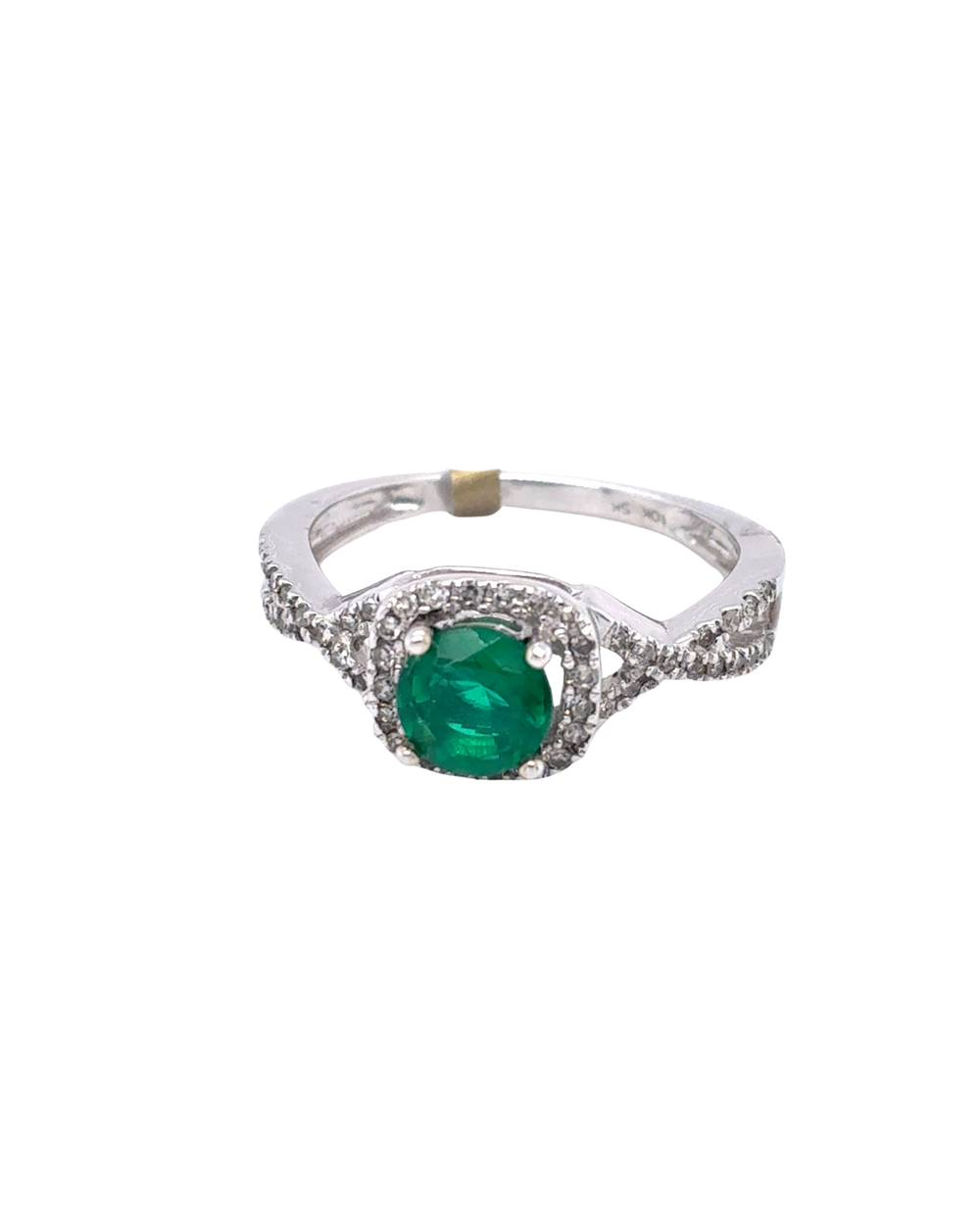 10kt White Gold Synthetic Emerald Fancy Ring