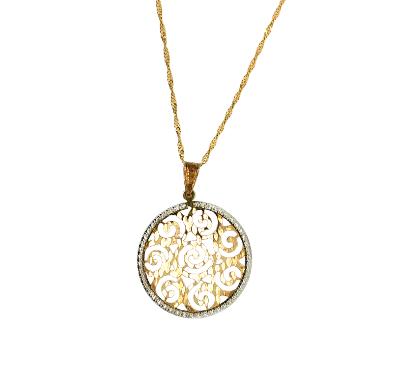 10kt Yellow Gold CZ Fancy Necklace