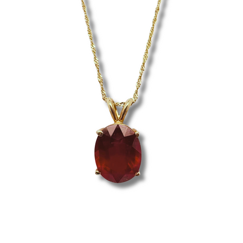 14KY Natural Oval Ruby Solitaire Pendant