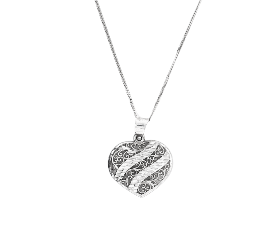 10kt White Gold Heart Necklace