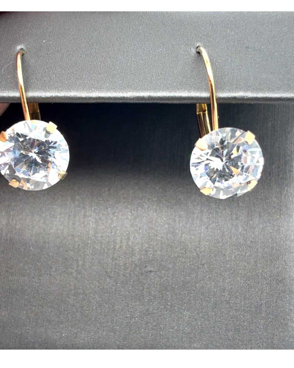 14kt Yellow Gold CZ Fancy Hoop 8mm Earrings