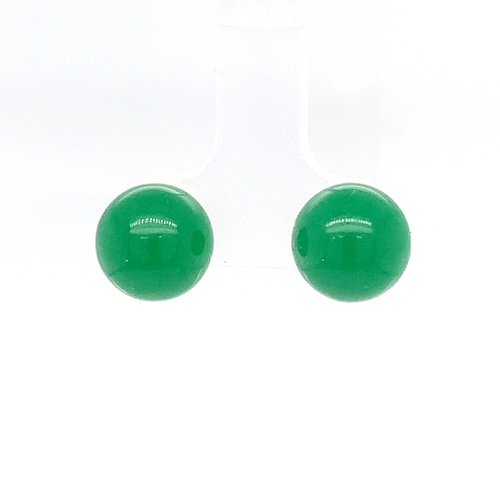 14K White Gold Jade Stud Earrings