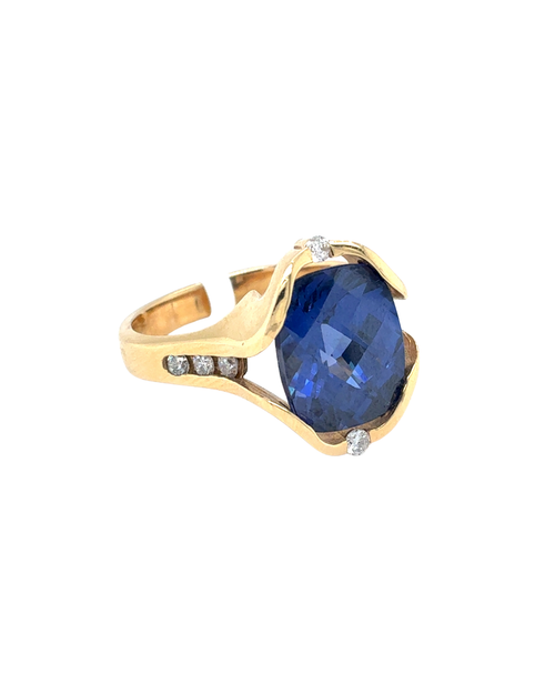 14kt Yellow Gold .26TW Synthetic Tanzanite Fancy Ring