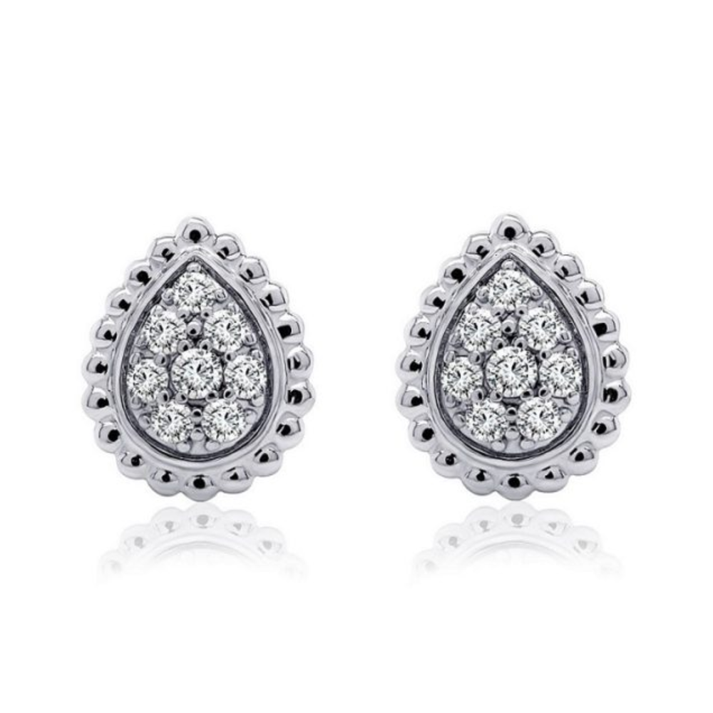 Sterling Silver .32TW Lab Grown Round Brilliant Fancy Pear Stud Earrings
