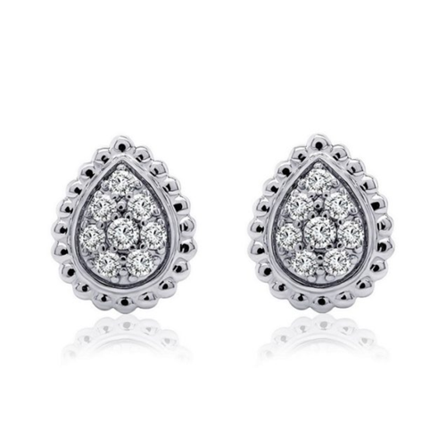 Sterling Silver .32TW Lab Grown Round Brilliant Fancy Pear Stud Earrings