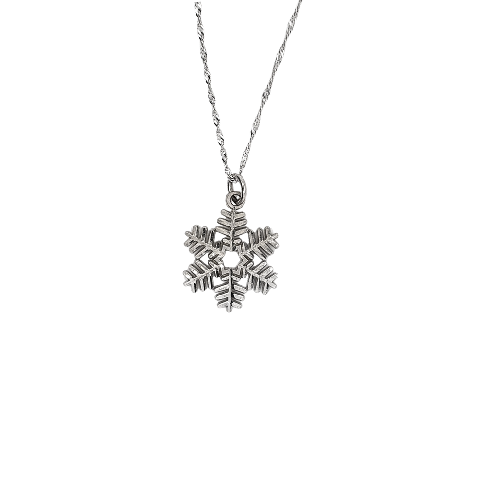 10kt White Gold Snowflake Necklace