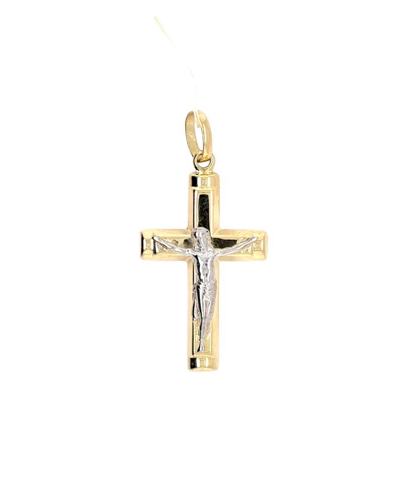 10kt Two Tone Crucifix Pendant