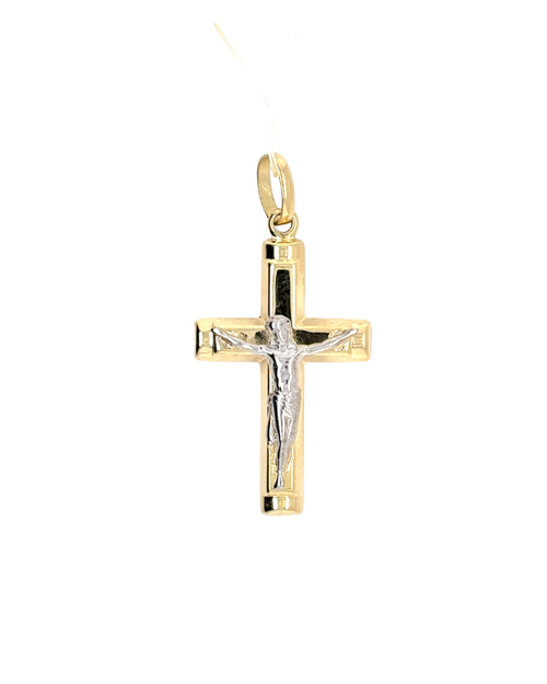 10kt Two Tone Crucifix Pendant