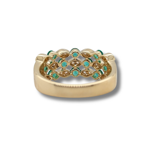 14kt Yellow Gold Emerald and Diamond Fancy Band