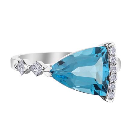 10kt White Gold 13X9 Blue Topaz+16CT Rings