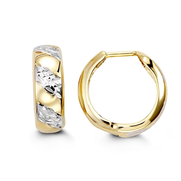 10K Two-tone Gold Huggie Earrings