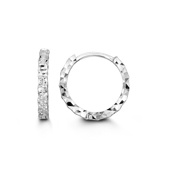 10K White Gold Huggies Earrings