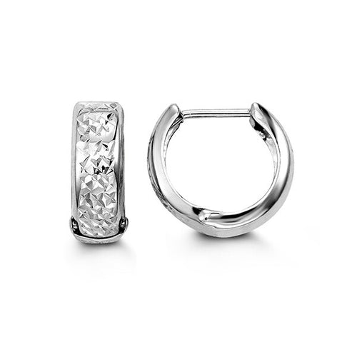 10K White Gold Huggies Earrings