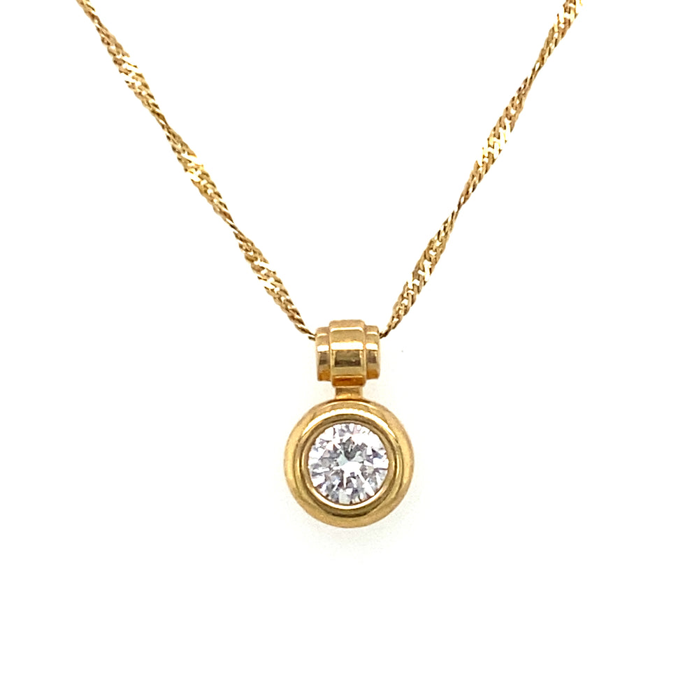 14KY White Cubic Zirconia Solitaire Pendnat