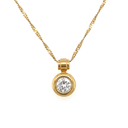 14KY White Cubic Zirconia Solitaire Pendnat