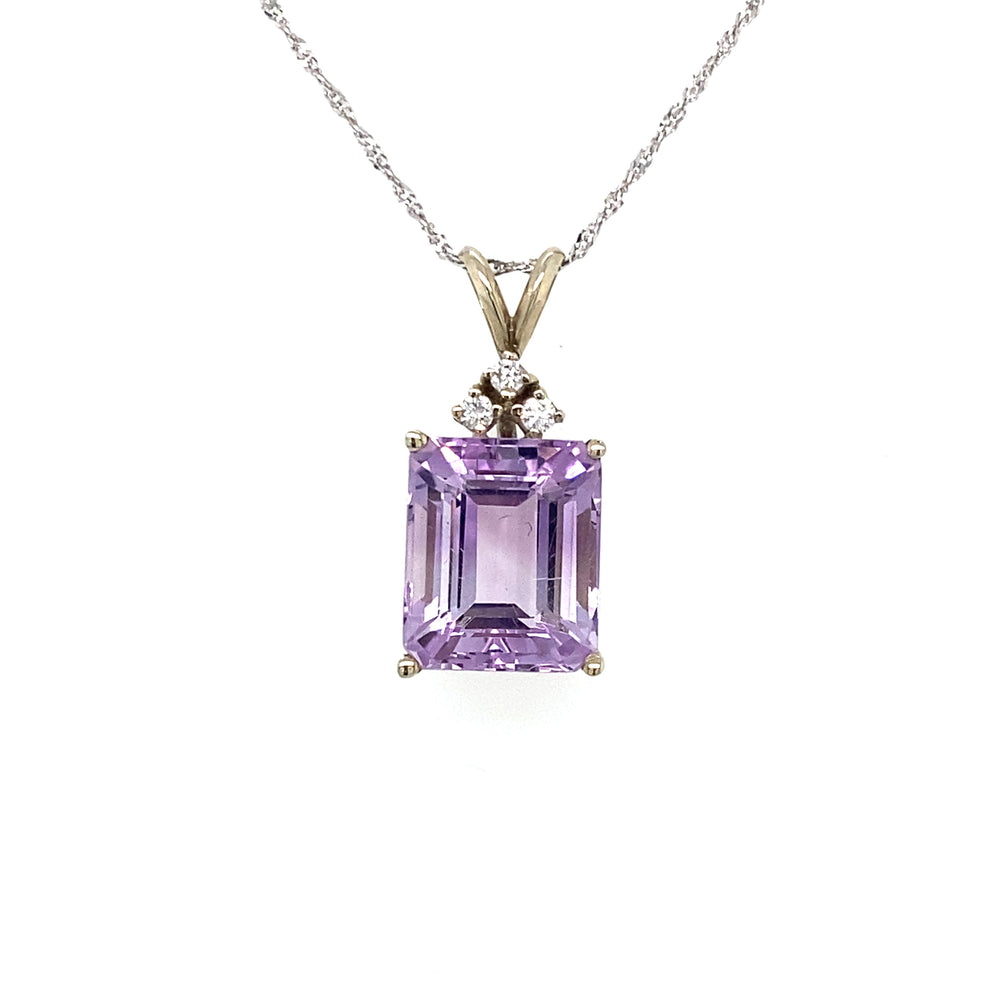 14KW Amethyst and Diamond Pendant