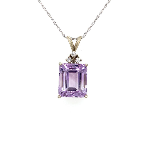 14KW Amethyst and Diamond Pendant