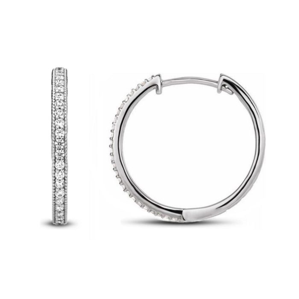 Sterling Silver .18TW Lab Grown Round Brilliant Hoop Earrings