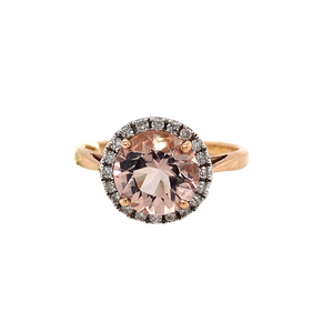 10kt Rose Gold Morganite + Diamond ring