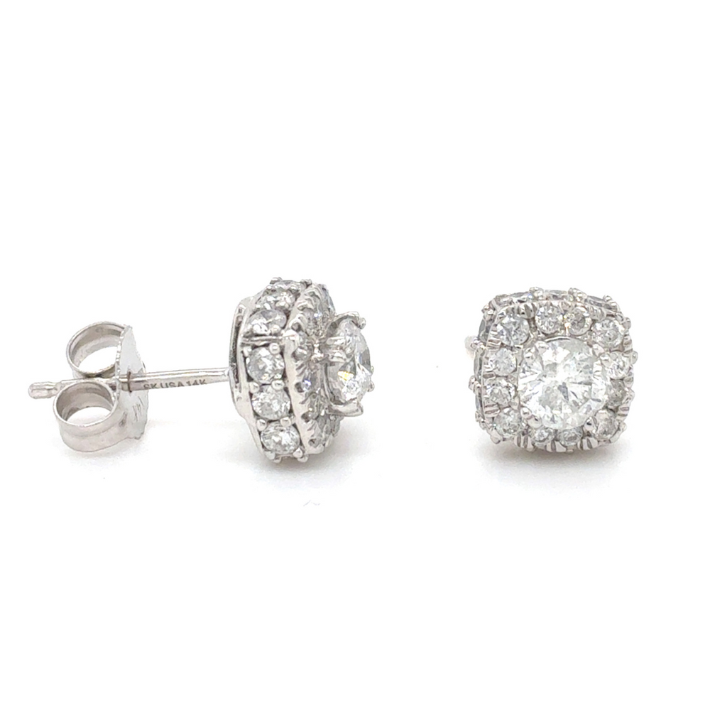 14kt White Gold Diamond Stud .96ct Earrings