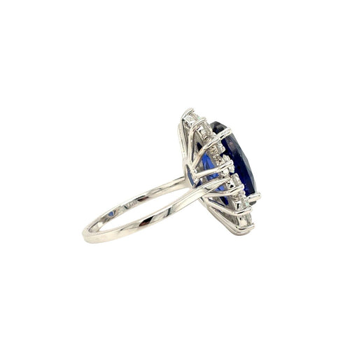 14kt White Gold Lab Grown Oval Sapphire and Diamond