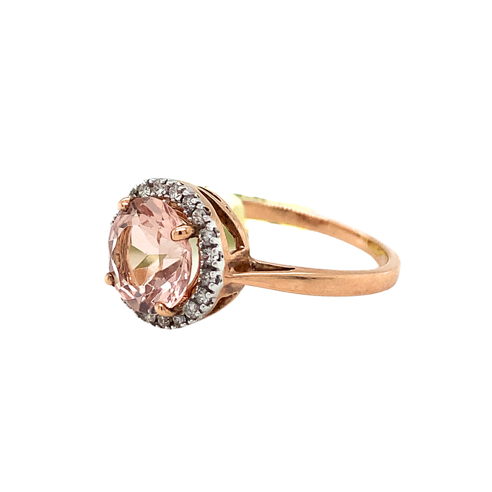 10kt Rose Gold Morganite + Diamond ring