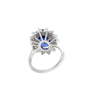 14kt White Gold Lab Grown Oval Sapphire and Diamond