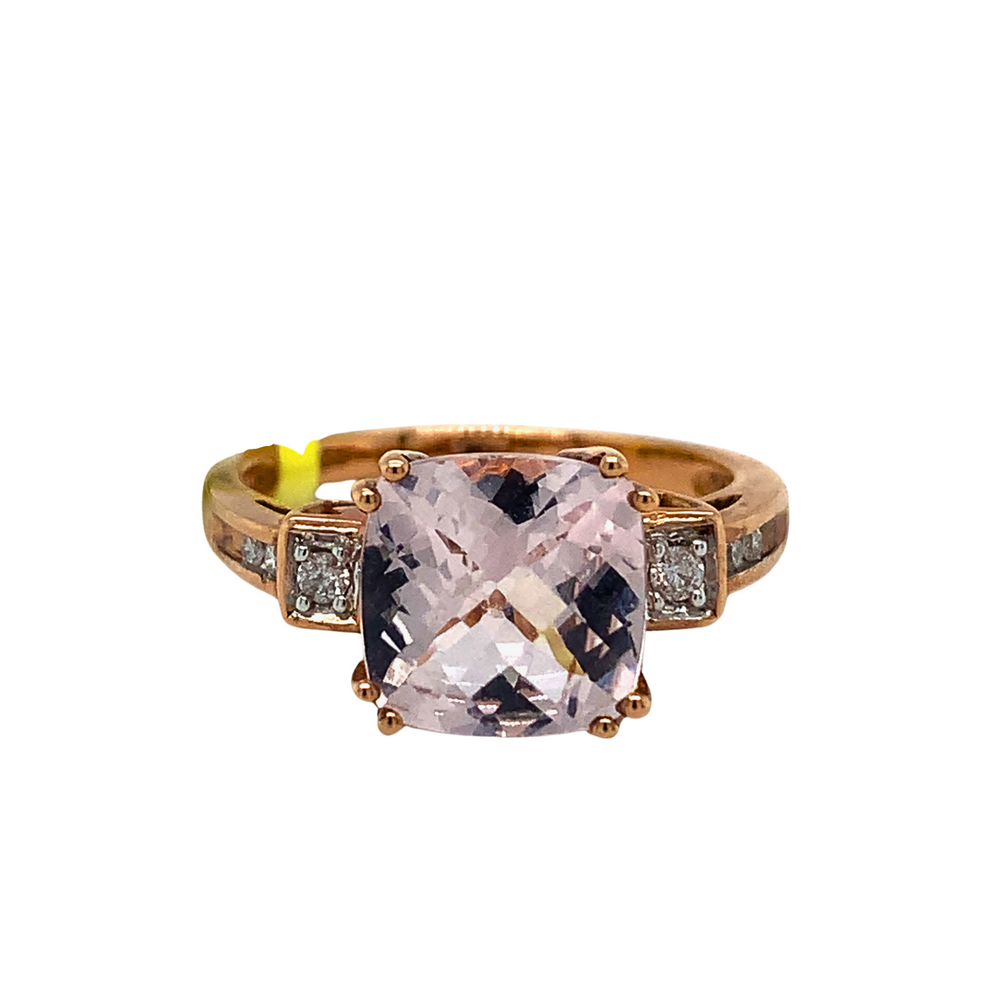 10kt Rose Gold Morganite + Diamond ring