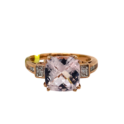 10kt Rose Gold Morganite + Diamond ring