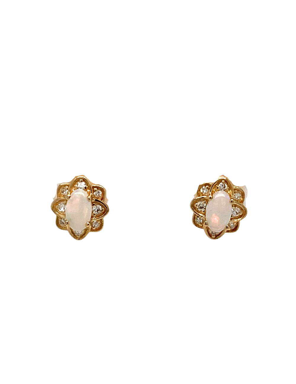 10kt Yellow Gold Opal diamond Earrings