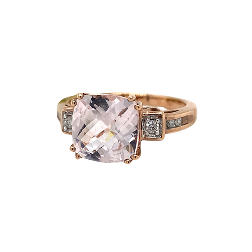 10kt Rose Gold Morganite + Diamond ring