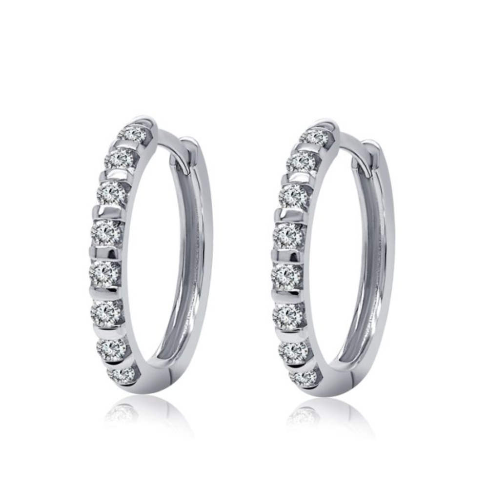 Sterling Silver .33TW Lab Grown Round Brilliant Hoop Earrings