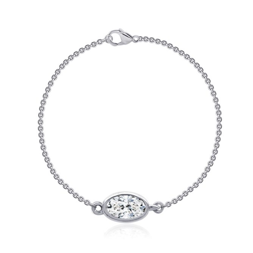 Sterling Silver .29TW Lab Grown Fancy Oval Diamond Bracelet
