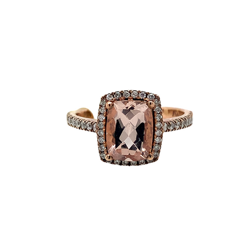 10kt Rose Gold Morganite + Diamond ring