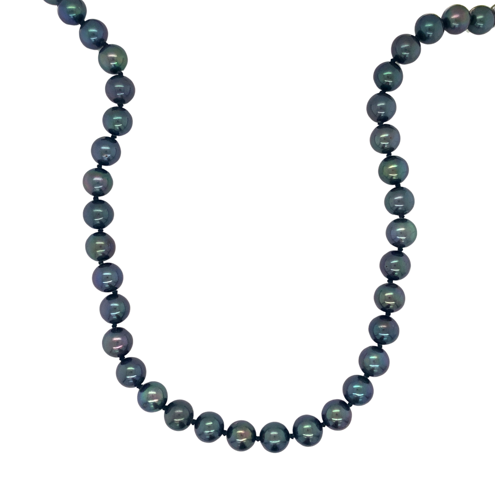 14K Yellow Gold Black Pearl strand