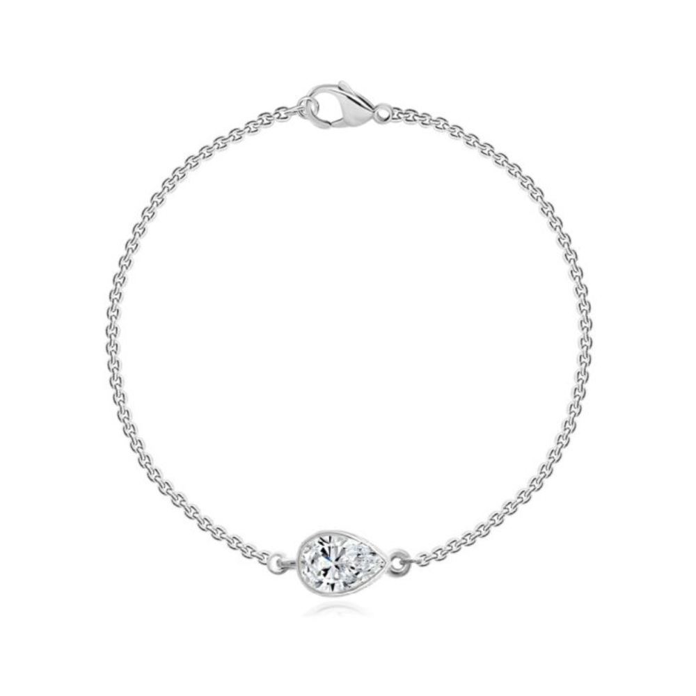 Sterling Silver .22TW Lab Grown Fancy Pear Diamond Bracelet