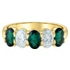 14k Yellow Gold Lab Grown Oval Emerald and Diamond Band