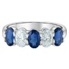 14k White Gold Lab Grown Oval Sapphire and Diamond Band