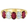 14k Yellow Gold Lab Grown Oval Ruby and Diamond Band