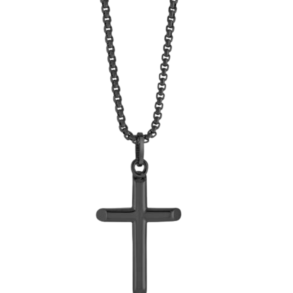 Italgem Stainless Steel Black Cross Necklace