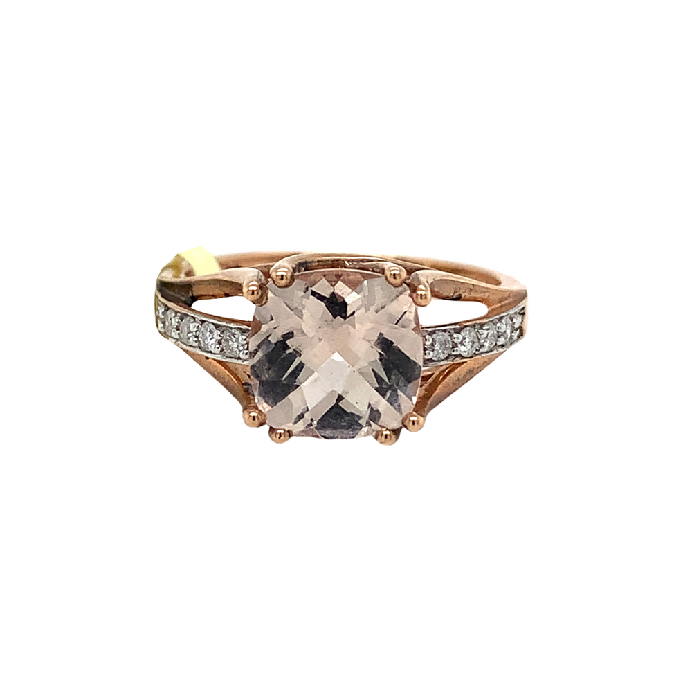 10kt Rose Gold Morganite + Diamond ring