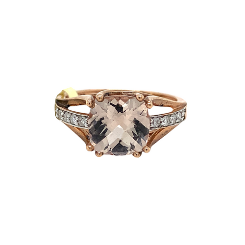 10kt Rose Gold Morganite + Diamond ring