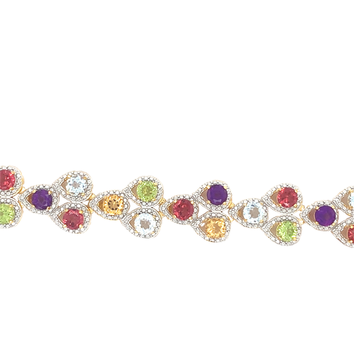 Sterling Silver Gold Plated with Citrine, Amethyst, Garnet, Peridot, Blue Topaz Bracelet