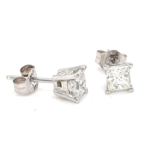 14kt White Gold Diamond Princess Cut Stud .40ct Earrings