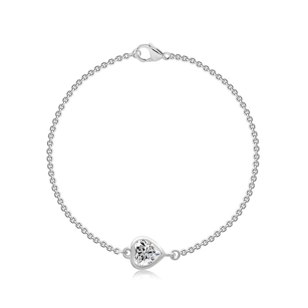 Sterling Silver .35TW Lab Grown Fancy Heart Diamond Bracelet