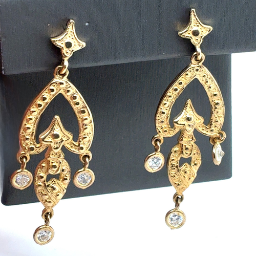 10kt Yellow Gold CZ Fancy Hoops