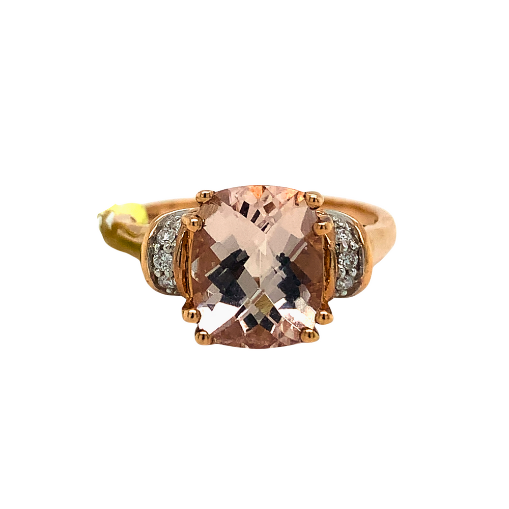 10kt Rose Gold Morganite + Diamond ring