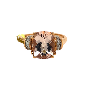 10kt Rose Gold Morganite + Diamond ring